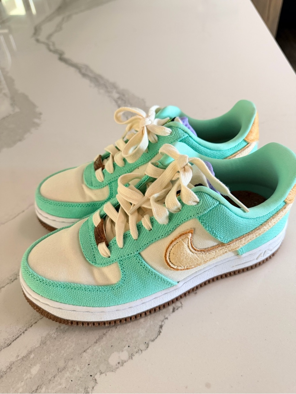 Nike Mint Green and Cream Sneakers - Pineapple leather - vegan